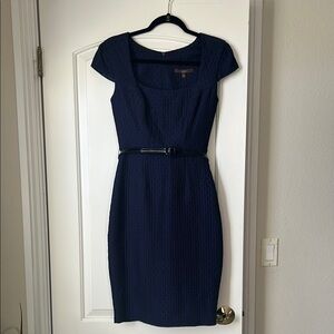 Vintage inspired Navy Blue pencil, cap sleeve Dress, Size 2